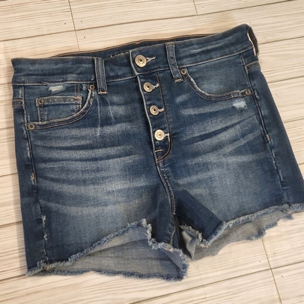 NWOT Womens American Eagle High Rise Shortie  stretch denim shorts size 8. - Picture 2 of 9